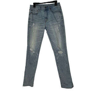 American Eagle Men's 29x34 AirFlex+ Distressed Skinny Light Wash Denim Jeans